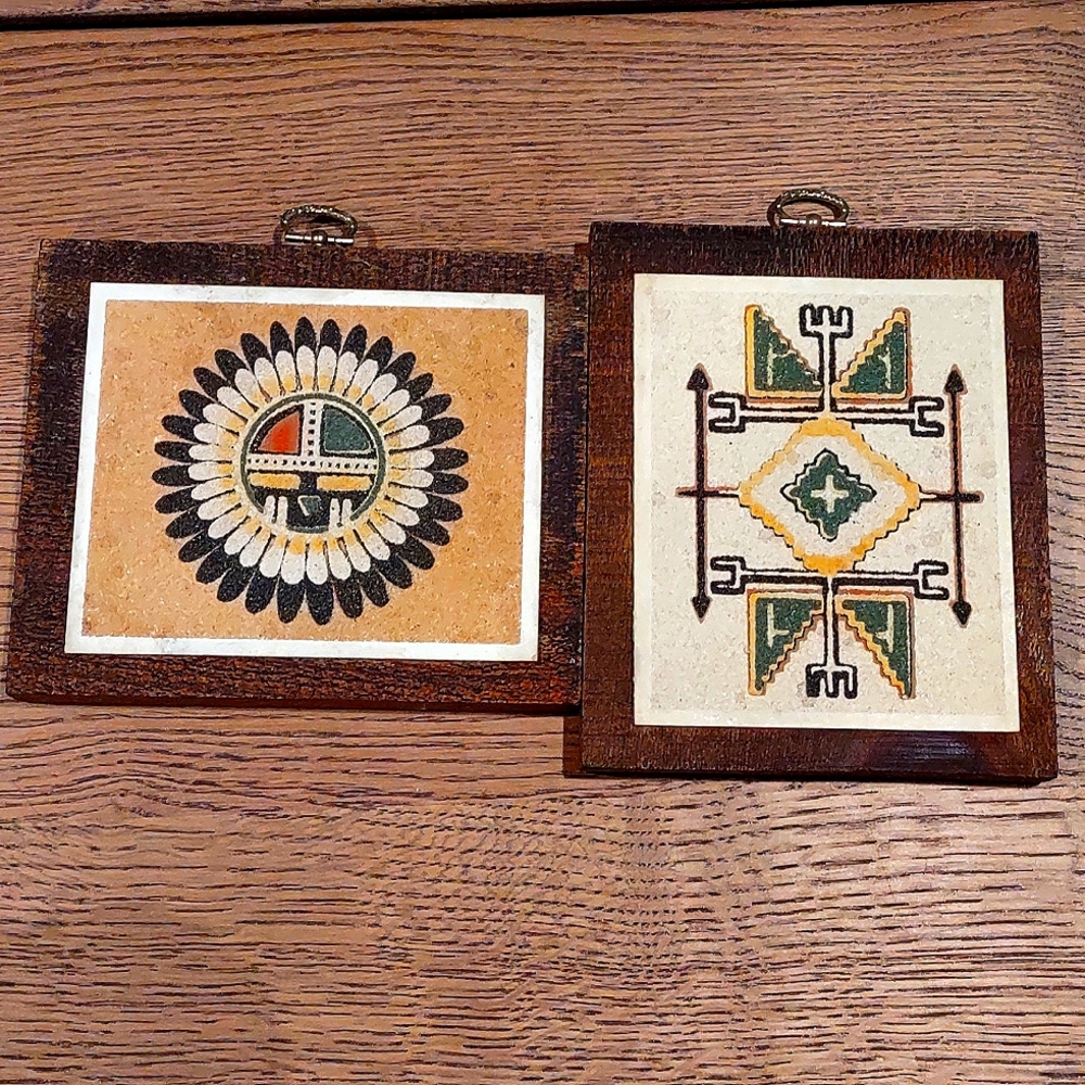 Set of 2 Native Sand Paintings (Sand Art)